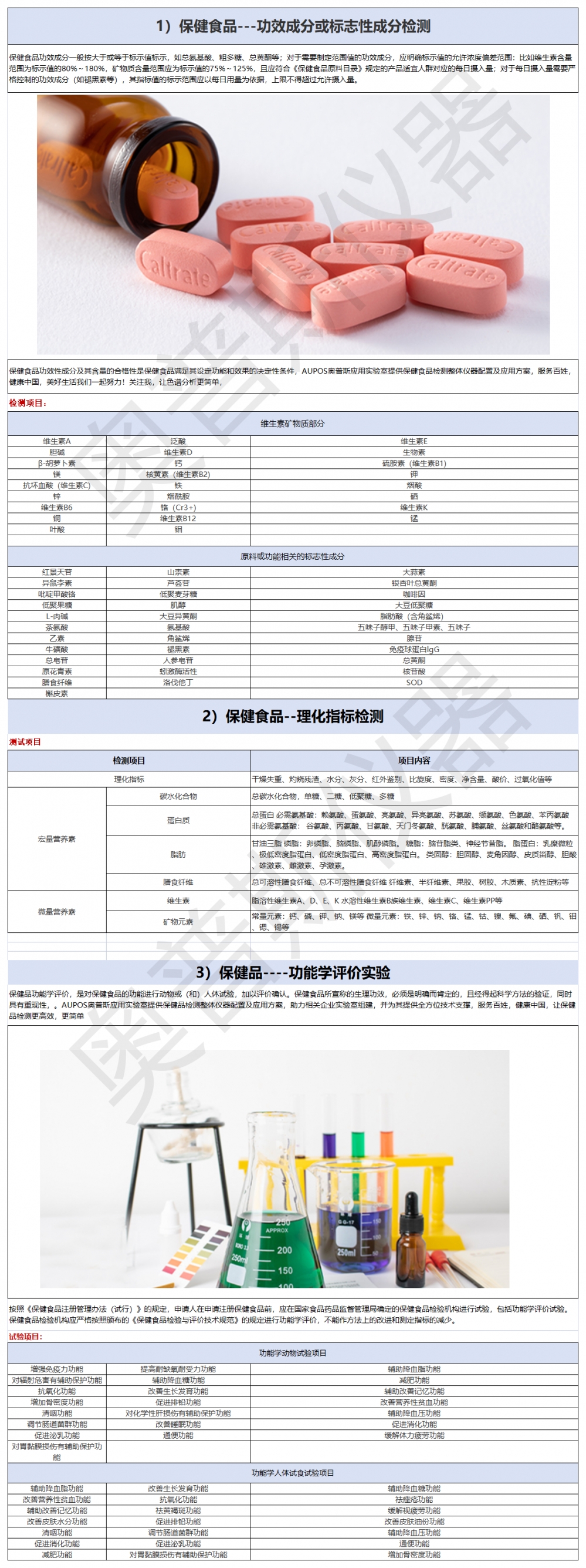 1）行业检品检测列举